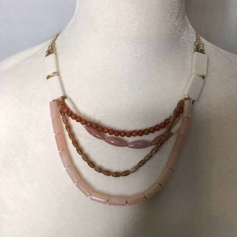 A New Day Womens Beaded Necklace Blush Pink Goldstone